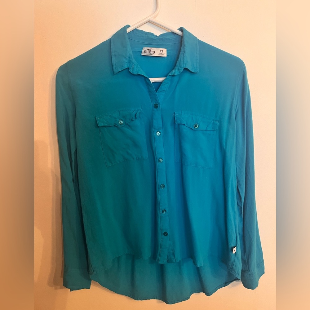 Hollister XS Aqua Blouse Lightweight Flowy